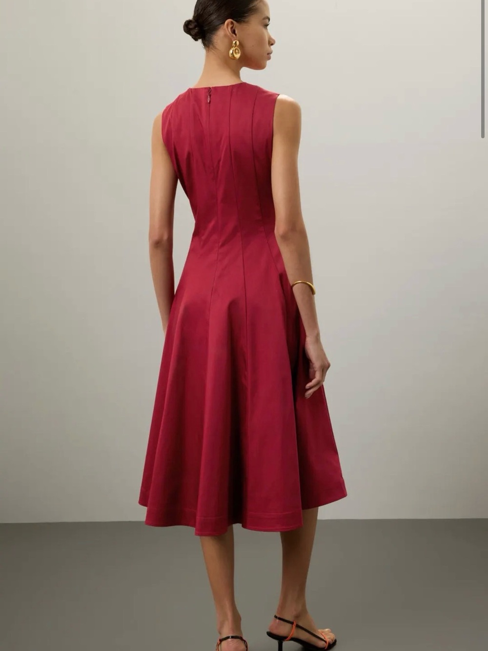 Roksanda Colorblock A-Line Sleeveless Dress in Pink, Orange & Burgundy - Picture 4 of 7